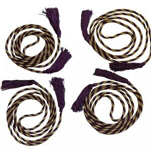 Burgundy and Gold Twisted Satin Rope Tasseled Curtain Tie Backs 108 Inches Long